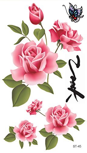 Вечеря® Временни татуировки - Розови Рози (комплект от 2-те)