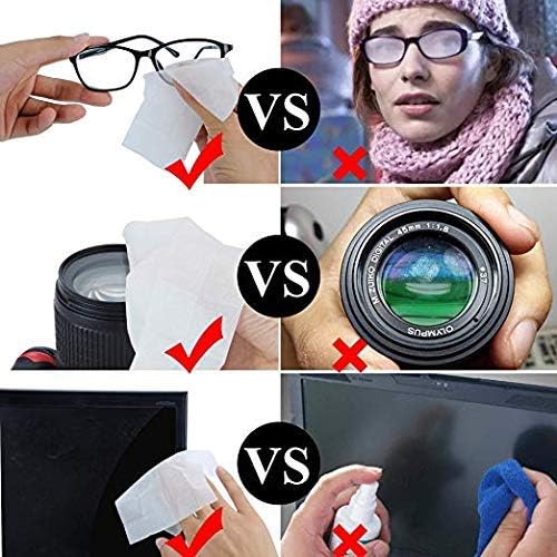 Кърпички за почистване на очила и лещи BRAVESHINE - 150 опаковки Предварително влажни Кърпички за почистване на телефона, и екран - В индивидуална опаковка Кърпички за поч