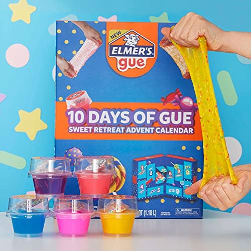 Набор от готови слуз Elmer's 10 Days of GUE Variety, календар за обратно броене Sweet Море, включва 20 бутилки