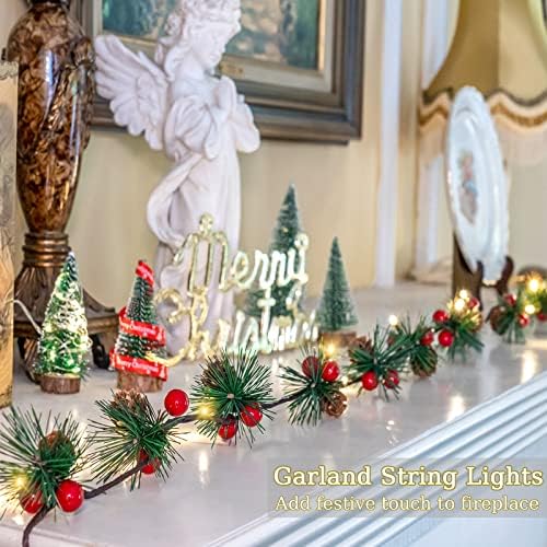 Коледна Гирлянда VVolf с Осветление, Коледна Гирлянда с Подсветка за Мантия, Предварително осветени Коледна Гирлянда
