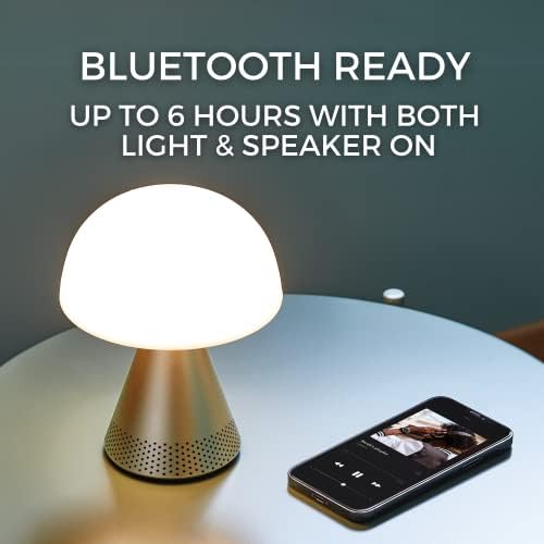 Lexon Mina L Audio Голяма Нощна лампа - Led Преносим настолна лампа с лектори - Промяна на цвета и Акумулаторна 24-часова лампа