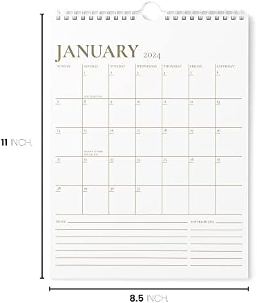 Календар 2023 - Вертикален Стенен календар 2023 размер 8,5x11 ще Продължи до юни 2024 - Лесно планиране с календар
