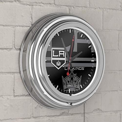 Търговска марка Gameroom NHL Хромирани Неонови Часовник с Две стъпала нагоре - Воден знак - Los Angeles Kings