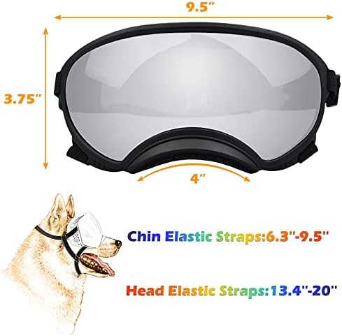 Слънчеви очила за по-големи кучета, Очила за кучета с Регулируема Каишка, Защита от ултравиолетови лъчи, на Слънчеви