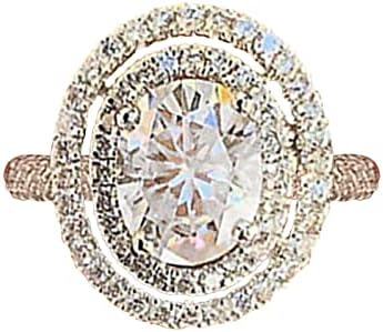 Пръстен с Кръгла форма От сребро NEARTIME С диамантен пръстен, Пръстен С Кристали Кръг Нарязани на Днешно пръстен С покритие,