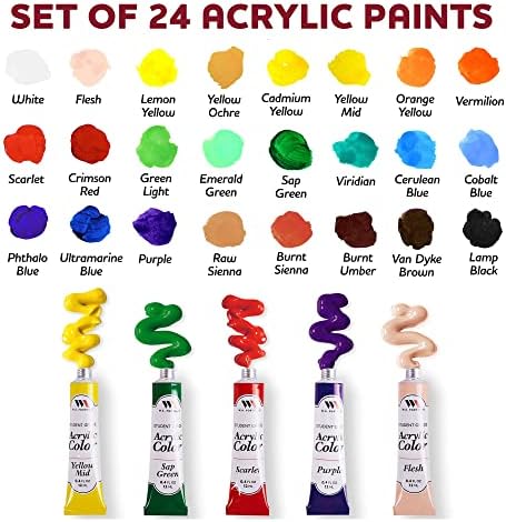 Луксозен комплект бои за възрастни с шестигранным платно и плоска четка WA Portman - Платно за рисуване форма с набор на акрилни