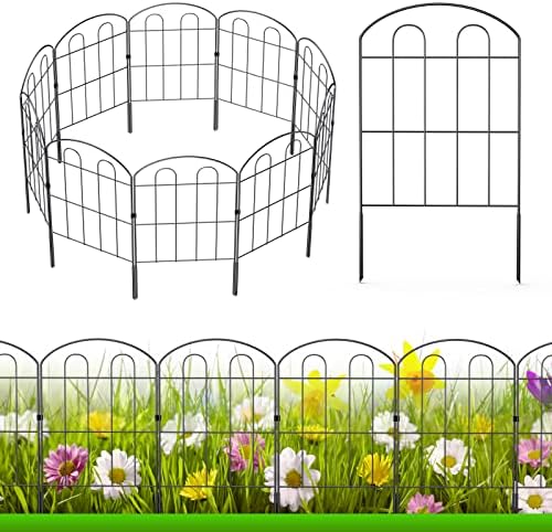 28 Опаковки Декоративна Градинска ограда На открито от 24 инча (В) x 30 фута (Д) От метал, с покритие, защитен от корозия, Озеленяване