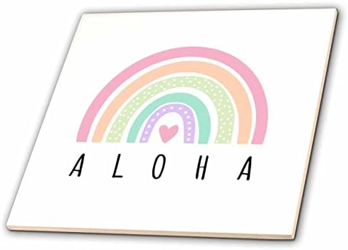 3dRose Aloha Hawaii гавайское дума, многоцветни пастелни плочки в стил бохо, розово-rose сърце (ct-366029-7)