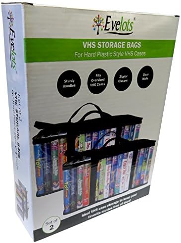 Evelots 2 Пакета VHS Чанта За съхранение-Органайзер за филми Видеокассета-Дръжки-Капацитет 30-Без прах