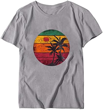 MRGIINRI Плажни Ризи за Жени 2023 Лятна Мода Хавайски Графични Тениски Слънчева Светлина Лятна Ваканция Реколтата, Тениски, Потници