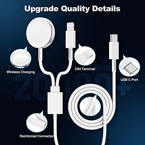 Зарядно за Apple Watch C USB за iPhone и Гледайте, [сертифициран от Apple Пфи] Магнитен кабел iWatch, за да Watch Series 8 7 6 5 4 3 2 1 SE2 SE1, iPhone 14/13/12/11, кабел за бързо зареждане Type C 2-в-1 - 6 фута / 1,8 ?