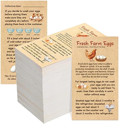 Kisston 200 бр Пресни Селскостопански яйца Инструкциите за обработка 2x3,5-инчов Дизайн на яйца Визитка Яйчни Печати за Пресни