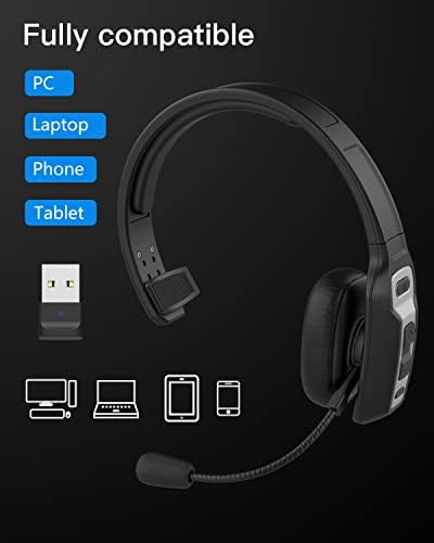 Bluetooth Слушалка ASIAMENG с USB ключ/адаптер, Безжични Слушалки с едно Ухо с Микрофон с Шумопотискане, Бутон за изключване