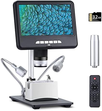 Koolertron 24MP Монетен Микроскоп за възрастни, 7-инчов LCD дигитален Микроскоп с 32 GB TF карта, led Маса за наблюдение,