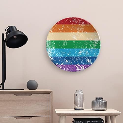Флаг на Правата на ЛГБТ-гей, Подвесная Керамична Декоративна Чиния с Поставка за дисплея, Индивидуални Сватбени