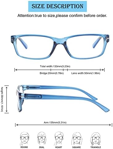 Kerecsen, 5 Опаковки Очила за четене за Жени И мъже, Блокер Синя Светлина Компютърни Ридеры, Извити Пантите, Модни Очила