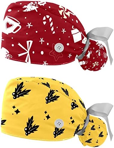 2 Опаковане на Работни шапки за еднократна употреба с Превръзка на Пот за жени, Червен Коледен Елемент, Забавни Коледни Декорации,