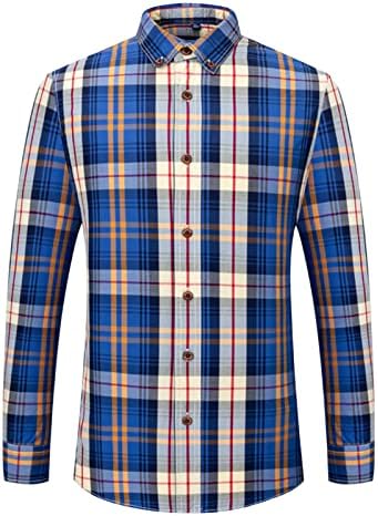 Maiyifu-GJ Мъжки Памучен Риза на райета, Ежедневни Ризи с копчета Обичайното намаляване, Изпъстрен ризи с отложным яка и