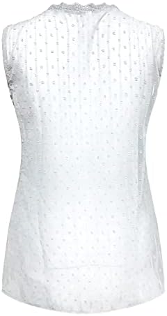 Дамски Летни Блузи, Възли на една Кука Дантелени Блузи с V-образно деколте В Грах, Безрукавки, Ежедневна Блуза С V-образно