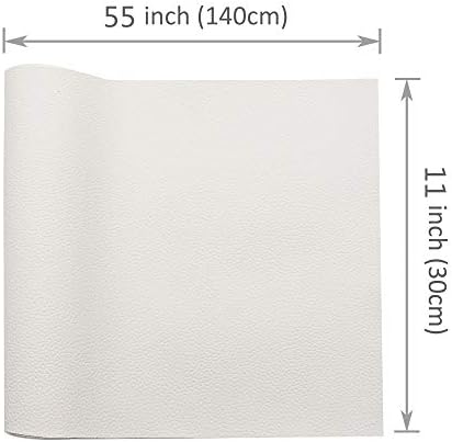 David Анджи Обикновен лист от изкуствена кожа 11 x 55 (30x140 см), е напълно подходяща за производството на чанти с лък за коса, проекти Направи си сам, 1 бр. (бял)
