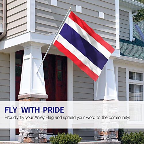 Флаг на Тайланд ANLEY Fly Breeze размер 3x5 фута - Ярък цвят и защита от избледняване - Платно надмощие с двойна миг -Националните флагове на Тайланд от полиестер с медни втул