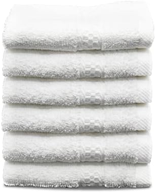 Мека гъба от памук Leather & Loms, 12 Опаковки, Кърпа за лице в банята 12 x12, Мек На Допир, Добре Попива влагата и бързо изсъхва (Бяло)