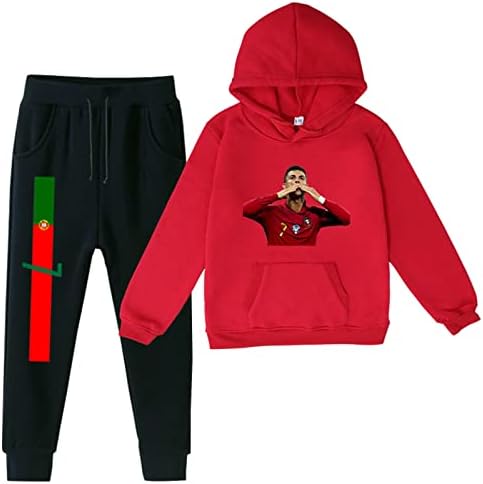 Hoody BenLP Кристиано Роналдо с руното облицовка + Спортни Панталони, Костюми, Всекидневни Комплект с Дълъг ръкав, Детски Зимни Дрехи с качулка