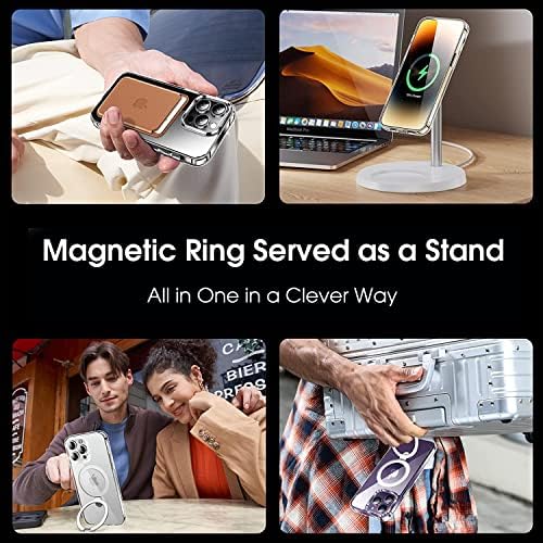 Калъф CASEKOO Magnetic Clear за iPhone 13 Pro с невиждани стойка [Никога не пожълтяват] [Съвместим с MagSafe] Защитни