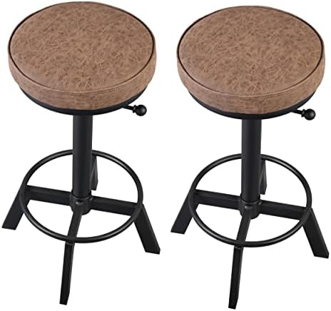 Промишлен бар стол LOKKHAN-Комплект от 2-те Въртящи се Метални Столове с регулируема височина рафтове, Столове за кухня в фермерска къща, 17-24