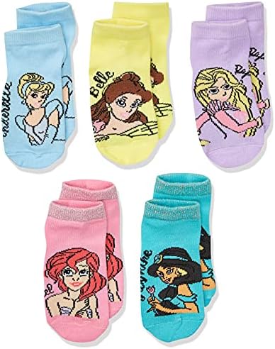Случайни Чорап Disney girls Princess, 5 опаковки, в пастелни цветове, обувки размер 4-8 САЩ