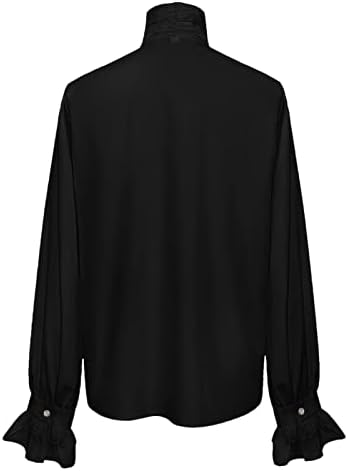 Средновековни Блуза за Мъже, Мъжки Готическата Реколта Лейси Риза с Яка-Ботуш и Дълъг Ръкав, Складчатая Риза, Блуза