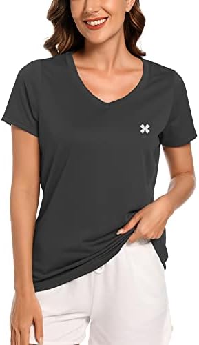 Летни спортни бягане риза топ за жени бързо сух UV-защита на фитнес зала, дишащ с къс ръкав Спорт Туризъм тениска