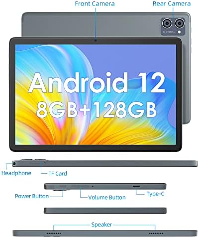 Таблет Jumper от 10.1 инча, таблет Android 12 с 8 GB оперативна памет, 128 GB памет, Восьмиядерный процесор 2.0 Ghz, Таблети с IPS FHD екран, Dual camera (5/13 Mp), Два динамика, Батерията 6000 mah, BT5.0, W