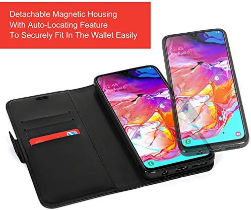 Подвижна магнитна чанта-портфейл Navor със защита от радиочестотна идентификация, съвместим с Samsung Galaxy A70